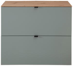 VYKLÁPĚCÍ BOTNÍK, šalvějově zelená, dub artisan, 100/84/37 cm Voleo - Výklopné botníky