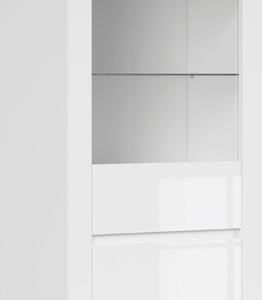 VITRÍNA, bílá, dub wotan, vysoce lesklá bílá, 68/203,5/42 cm - Kredence a vitríny, Online Only