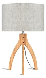 Stolní lampa se světle béžovým stínidlem a konstrukcí z bambusu Good&Mojo Annapurna
