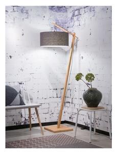 Stojací lampa s tmavě šedým stínidlem a konstrukcí z bambusu Good&Mojo Andes