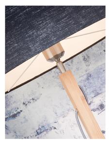 Stojací lampa s modrým stínidlem a konstrukcí z bambusu Good&Mojo Fuji