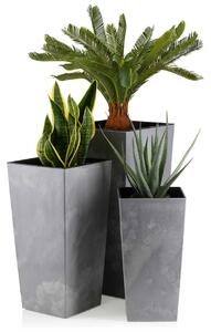 PLASTOVÝ KVĚTINÁČ PORTO SADA 3KS 67,7X35 CM+46,5X25 CM+57X30 CM IMITACE BETONU ŠEDÁ