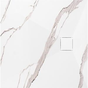 Rea Magnum Carrara, SMC sprchová vanička 90x90, bílá-kamenný vzor, ​​REA-K7005