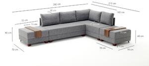 Atelier del Sofa Rohová sedací souprava Fly Corner Sofa Bed Right- Brown, Hnědá