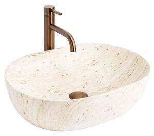 Keramické umyvadlo na desku REA Amelia Travertine Classic 48x34,5 cm, imitace kamene