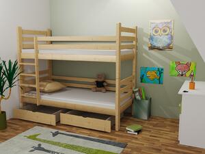 Vomaks Patrová postel M 007 NEW* Rozměr: 90 x 190 cm, Barva: surové dřevo, Prostor mezi lůžky: 80 cm