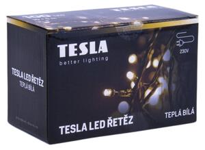 TESLA lighting Tesla - dekorativní řetěz, teplý bílý 3000K,100LED, 10m + 5m kabel, 230V, ovladač s 8 funkcemi, IP44