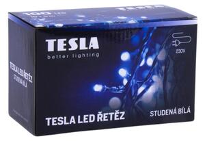 TESLA lighting Tesla - dekorativní řetěz studený bílý 6500K,100LED, 10m + 5m kabel, 230V, ovladač s 8 funkcemi,IP44
