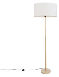 Dřevěná stojací lampa s oválným lněným stínidlem bílá 50cm - Mels