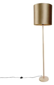 Dřevěná stojací lampa s bronzovým sametovým stínidlem 40 cm - Mels