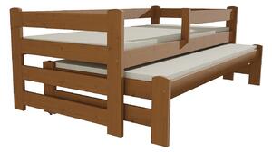 Vomaks unit, s.r.o. Dětská postel s výsuvnou přistýlkou DPV 001 rozměr: 80 x 180 cm, Povrchová úprava: surové dřevo