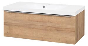 Mereo Mailo, koupelnová skříňka s umyvadlem z litého mramoru 101 cm, bílá, dub, antracit Mailo, koupelnová skříňka s umyvadlem z litého mramoru 101 c…