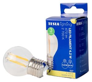 TESLA lighting Tesla - LED žárovka FILAMENT RETRO miniglobe, E27, 4,2W, 230V, 470lm, 10 000h, 2700K , 360°