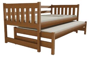 Vomaks unit, s.r.o. Dětská postel s výsuvnou přistýlkou DPV 006 Povrchová úprava: surové dřevo, Rozměr: 80 x 180 cm