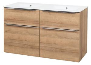 Mereo Mailo, koupelnová skříňka s keramickým umyvadlem 121 cm, bílá, dub, antracit Mailo, koupelnová skříňka s keramickým umyvadlem 121 cm, antracit …