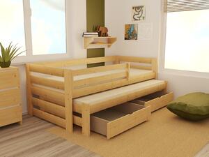 Vomaks unit, s.r.o. Dětská postel s výsuvnou přistýlkou DPV 007 Povrchová úprava: surové dřevo, Rozměr: 80 x 180 cm
