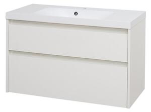 Mereo Opto, koupelnová skříňka s umyvadlem z litého mramoru 101 cm, bílá, dub, bílá/dub, černá Opto, koupelnová skříňka s umyvadlem z litého mramoru …