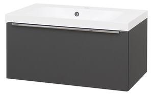 Mereo Mailo, koupelnová skříňka s umyvadlem z litého mramoru 81 cm, bílá, dub, antracit Mailo, koupelnová skříňka s umyvadlem z litého mramoru 81 cm,…