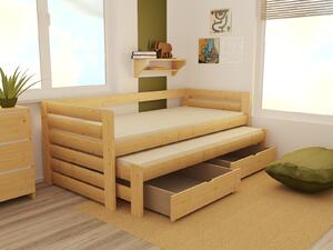Vomaks unit, s.r.o. Dětská postel s výsuvnou přistýlkou DPV 011 Povrchová úprava: surové dřevo, Rozměr: 80 x 180 cm