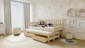 Vomaks unit, s.r.o. Dětská postel s výsuvnou přistýlkou M 006 rozměr matrace: 80 x 180 cm, Povrchová úprava: surové dřevo