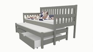 Vomaks unit, s.r.o. Dětská postel s výsuvnou přistýlkou M 006 rozměr matrace: 90 x 200 cm, Povrchová úprava: netransparentní barva modrá
