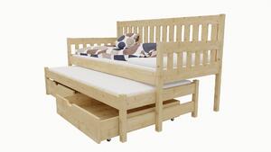 Vomaks unit, s.r.o. Dětská postel s výsuvnou přistýlkou M 006 rozměr: 80 x 180 cm, Povrchová úprava: surové dřevo