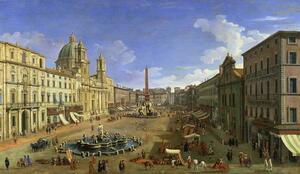 (1697-1768) Canaletto - Obrazová reprodukce View of the Piazza Navona, Rome, (40 x 22.5 cm)