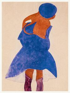 Obrazová reprodukce Girl in a Blue Coat (Female Portrait) - Egon Schiele, (30 x 40 cm)