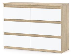 STIV Möbel | Komoda s 6 zásuvkami | Dub Sonoma / Bílá Mat | 100 cm | moderní & bezúchytková | Ložnice & Obývák