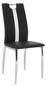Jídelní židle v černé ekokůži s bílým pruhem na opěradle TK2041