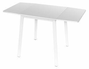 Rozkládací jídelní stůl s kovovou podstavou v čistě bílé barvě TK241