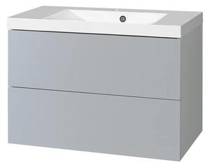 Mereo Aira, koupelnová skříňka s umyvadlem z litého mramoru 81 cm, bílá, dub, šedá Aira, koupelnová skříňka s umyvadlem z litého mramoru 81 cm, bílá …