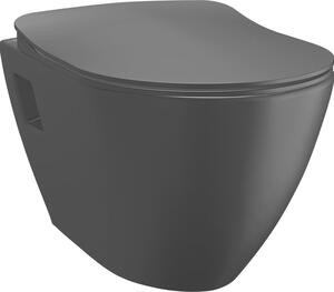 CREAVIT PAULA závěsná WC mísa, 35, 5x50cm, černá mat TP325-51SM