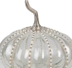 Transparentní skleněná dekorace dýně Pumpkin s perličkami - Ø 16*19 cm