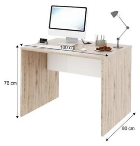PC stůl 100x80 cm v kombinaci dub san remo a bílá Typ 12 TK2157
