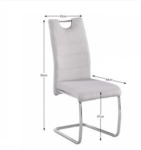 Jídelní židle z krémové látce a chromové podstavy TK2043