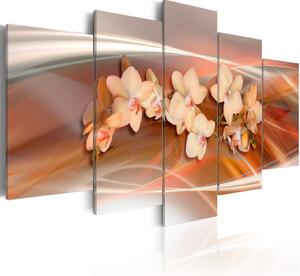 Obraz - Orchideje - oranžové odstíny 100x50