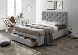 Manželská postel 180x200 cm s úložným prostorem a roštem šedá látka TK3023