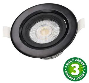 Prémiové výklopné podhledové bodové LED svítidlo 7W 560lm, CCT, černé, kruh, 9cm, 3 roky