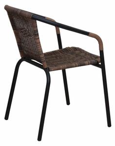 Stohovatelná židle z hnědého ratanu na kovových nohách TK2062