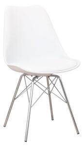 Jídelní židle v bílé barvě s čalouněným sedákem s kovovou konstrukcí TK3040