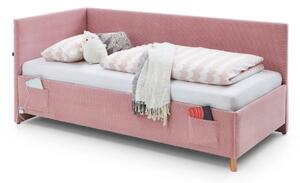 Dětská postel Loop 120 x 200 cm s bočnicí a úložným prostorem růžová