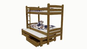 Vomaks unit, s.r.o. Patrová postel s výsuvnou přistýlkou M 008 rozměr: 80 x 180 cm, Povrchová úprava: surové dřevo, Prostor mezi lůžky: 80 cm