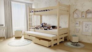 Vomaks unit, s.r.o. Patrová postel s výsuvnou přistýlkou M 008 rozměr: 80 x 180 cm, Povrchová úprava: surové dřevo, Prostor mezi lůžky: 80 cm