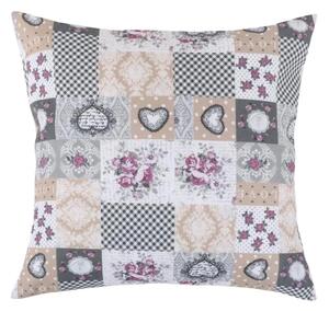 Bellatex Polštářek DITA 45x45 cm Patchwork Šedá,Béžová,Vínová