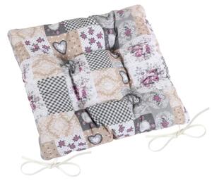 Bellatex Sedák DITA prošívaný 40x40 cm Patchwork Šedá,Béžová,Vínová