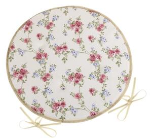 Bellatex Sedák DITA kulatý hladký průměr 40 cm Růžička pnoucí Smetanová,Růžová,Béžová
