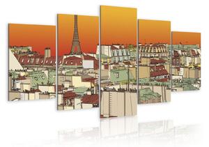 Obraz - Pařížská obloha v oranžové barvě 100x50