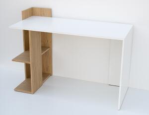 Pracovní stůl 120x55 cm v bílé matné barvě s policí v dekoru dub sonoma KN1213