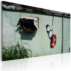 Obraz - Chlapec na houpačce (Banksy) 60x40
